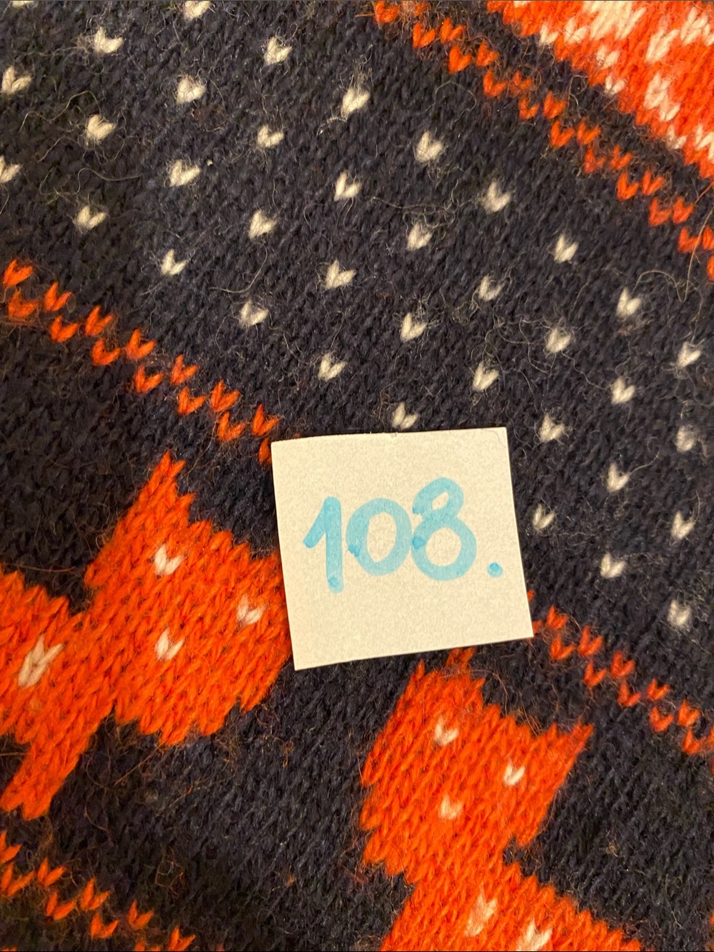 J. Crew Vintyge Navy, Orange & Cream Fair Isle Sweater. Size L . Style 32865 - Picture 8 of 8